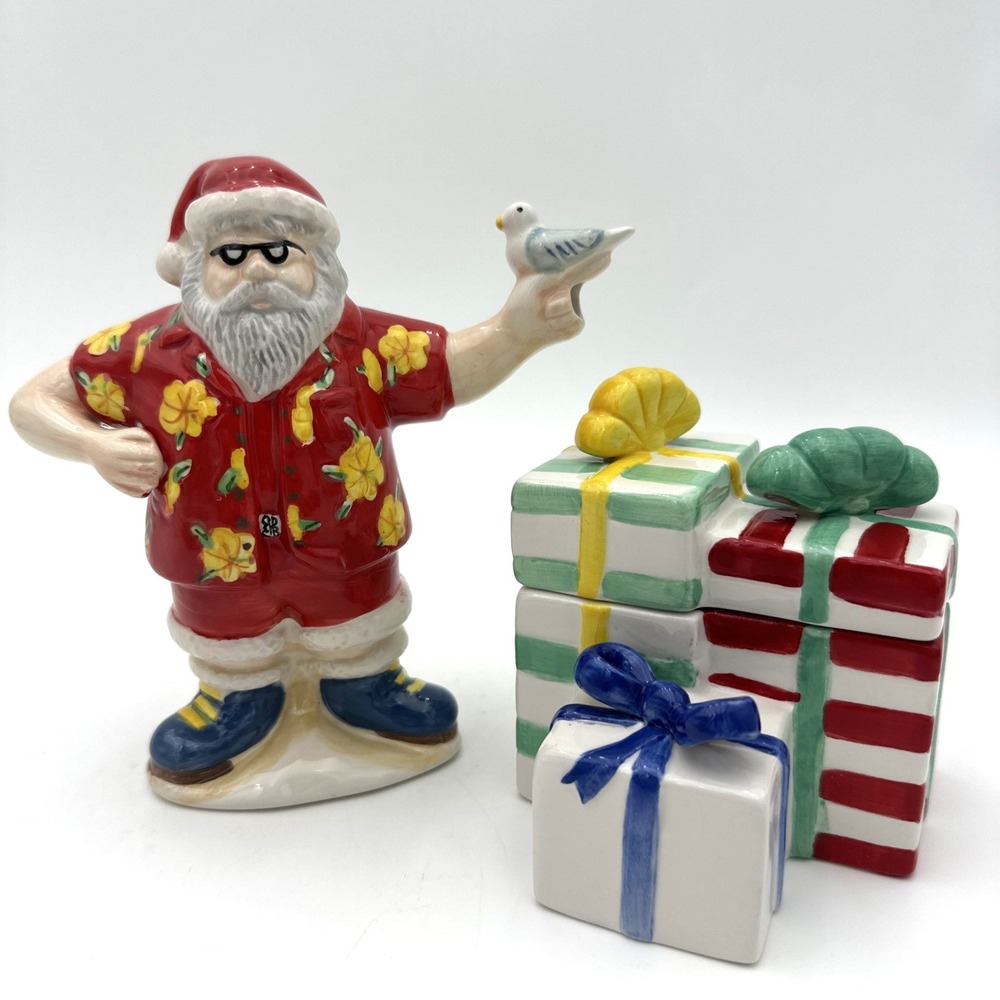 Noble Excellence Sugar & Creamer Set Sunny Holiday Santa SL1165X7 Paul Brent